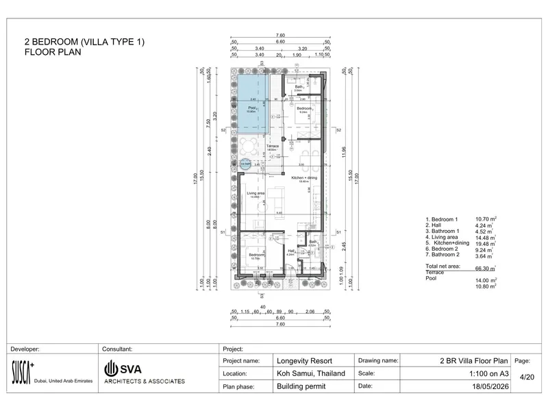 Villa 1-bedroom 80 sqm in Longevity Resort (Plai Laem) · Floor plan of this unit
