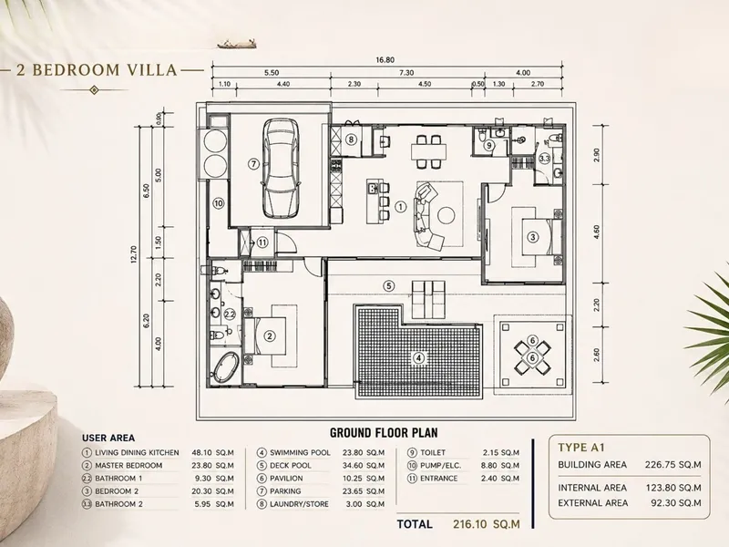 Nichakul Villas, půdorys