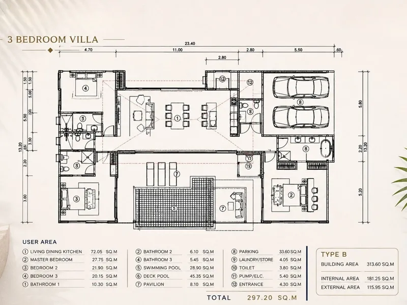 Villa 2-bedroom 227 sqm in Nichakul Villas (Lamai) · Floor plan of a different unit type here